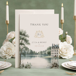 Elegante Carta de Agradecimento de Casamento com M