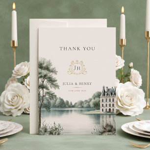Elegante Carta de Agradecimento de Casamento com M