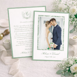 Elegante cartão de agradecimento de casamento botâ