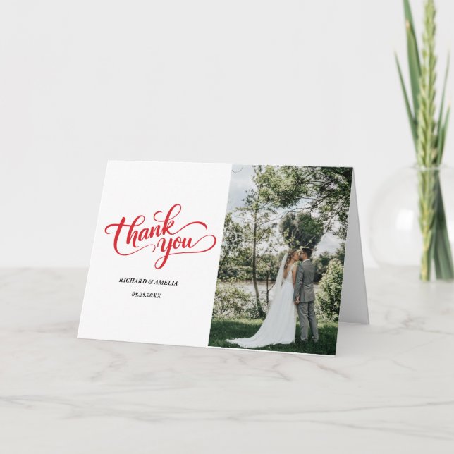 Elegante cartão de agradecimento de casamento com  (Frente)