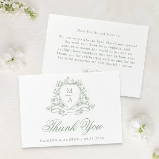 Elegante Cartão de Agradecimento de Casamento com 
