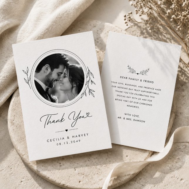 Elegante Cartão de Agradecimento de Casamento em C (Criador carregado)