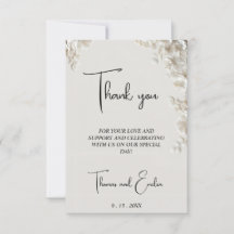 Elegante cartão de agradecimento de casamento flor