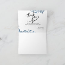 Elegante Cartão de Agradecimento Floral Azul