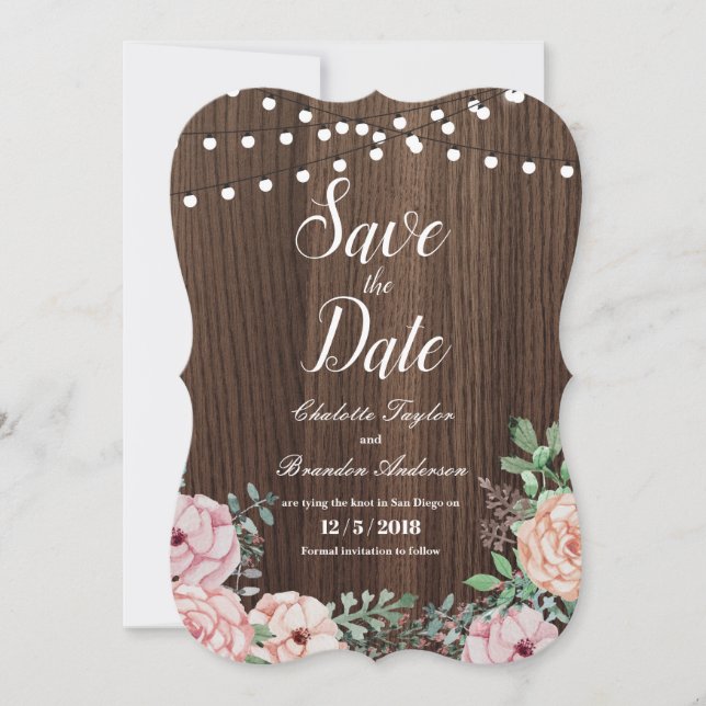 Elegante cartão de aviso de data de casamento com  (Frente)