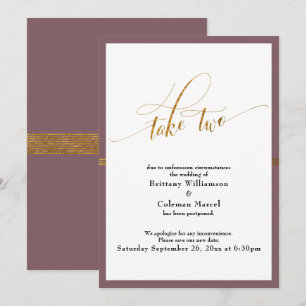 Elegante Cartão de Casamento Adiado com Listras de