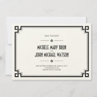 Elegante Cartão de Convite Save the Date Art Déco 