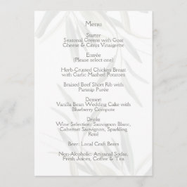 Elegante cartão de menu de casamento botânico em v
