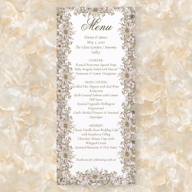 Elegante cartão de menu de casamento com moldura b (Criador carregado)