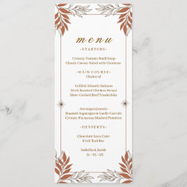 Elegante cartão de menu de jantar com arte botânic