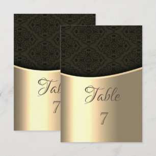 Elegante cartão de mesa de damasco preto dourado