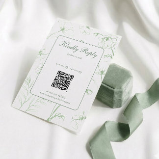Elegante Cartão de Resposta de Casamento com Códig
