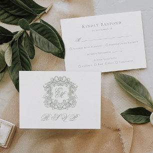 Elegante Cartão de Resposta de Casamento com Monog