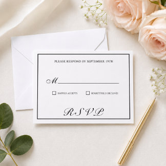 Elegante Cartão de Resposta de Casamento em Caligr