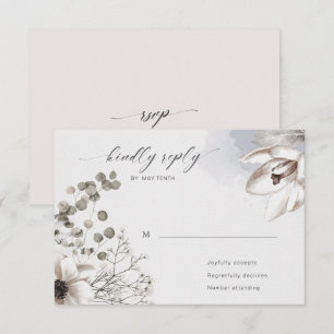 elegante cartão de resposta RSVP floral em tom ros