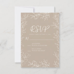 Elegante Cartão de Resposta Taupe com Linha de Art
