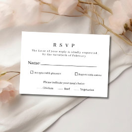 Elegante Cartão de RSVP de Casamento Minimalista P