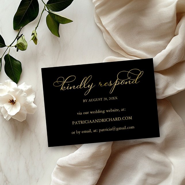 Elegante Cartão de RSVP de Casamento Online com Le (Criador carregado)