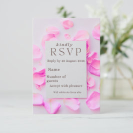 Elegante Cartão de RSVP Floral Rosa | Pétalas de R