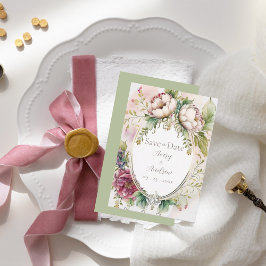 Elegante cartão de Save The Date romântico e rústi