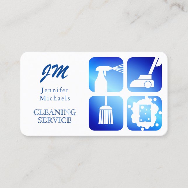 Elegante cartão de visita azul profissional (Frente)