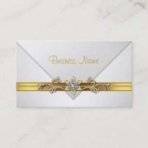 Elegante Cartão de visita branco Dourado Jewel Tri