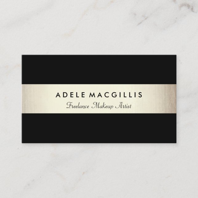 Elegante Cartão de visita de folha de ouro preto p (Frente)