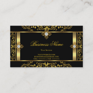 Elegante Cartão de visita de ouro floral negro