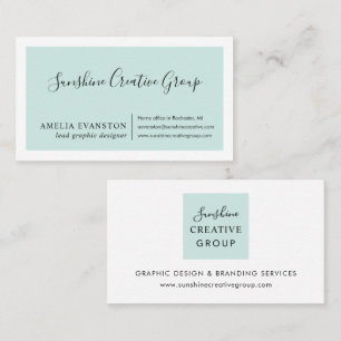 Elegante Cartão de Visita em Script Aqua Espuma do