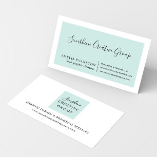 Elegante Cartão de Visita em Script Aqua Espuma do
