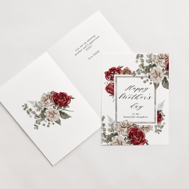 elegante cartão do dia das mães rosa rústica (Criador carregado)