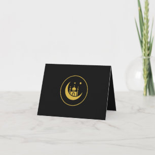 Elegante Cartão Eid Mubarak Preto Dourado 10cm x 1