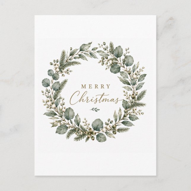 Elegante cartão postal de Natal botânico de eucali (Frente)