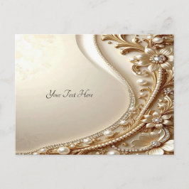 Elegante Cartão Postal Floral Ornado a Ouro