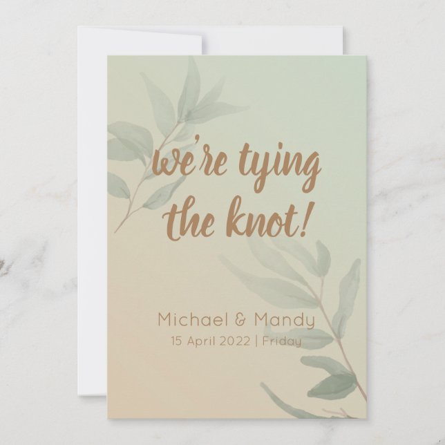 Elegante cartão verde pastel Save the Date (Frente)