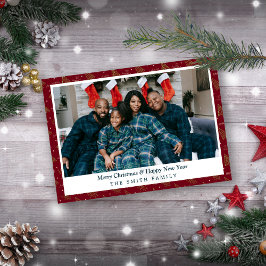 Elegante Cartões de natal Vermelhos Crimson com Fo