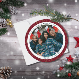 Elegante Cartões de natal Vermelhos Crimson com Fo