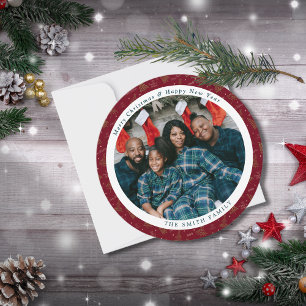 Elegante Cartões de natal Vermelhos Crimson com Fo
