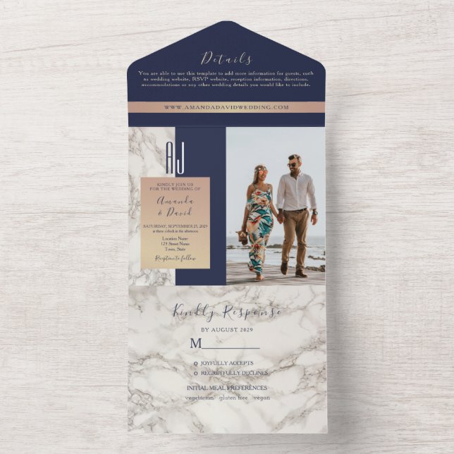 Elegante Casamento de Mármore Azul Marinho (Interno)