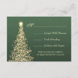 Elegante Casamento de Natal RSVP Verde Dourado