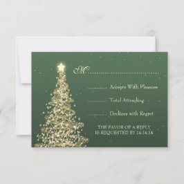 Elegante Casamento de Natal RSVP Verde Dourado