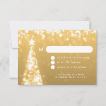 Elegante Casamento Festivo de Natal RSVP Dourado