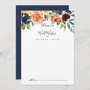 Elegante Casamento Floral Bem Deseja Cartão de Aco