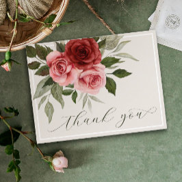 Elegante Casamento Floral Obrigado Cartão Postal