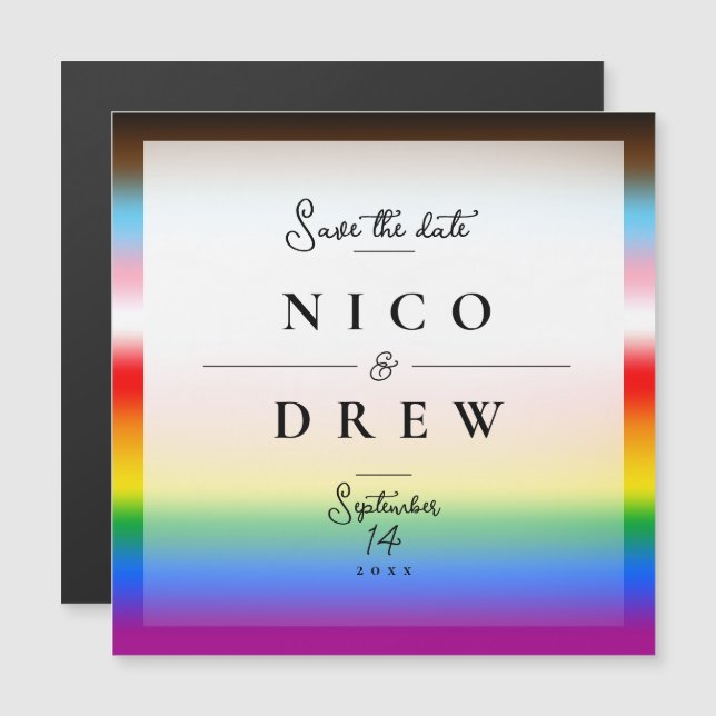 Elegante Casamento LGBTQ+ Orgulho Progressivo  (Frente/Verso)