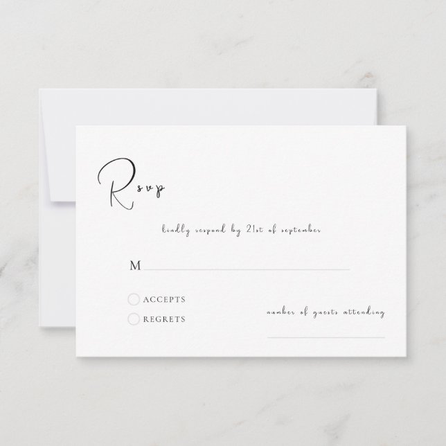 Elegante Casamento Moderno Preto e Branco (Frente)