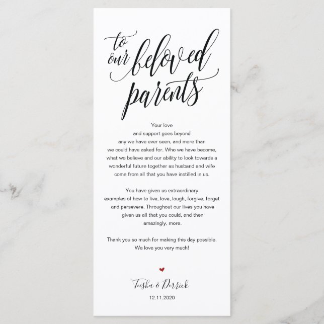 Elegante Casamento Obrigado Colocar Cartão (Frente)