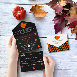 Elegante Casamento outono de Laranja Branco Negro