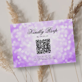 Elegante Casamento QR RSVP Bokeh Luz Roxo