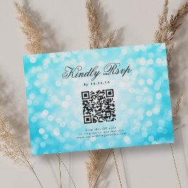 Elegante Casamento QR RSVP Bokeh Luz Turquesa